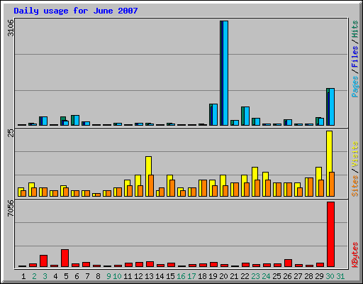 Daily usage for June 2007