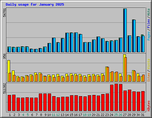 Daily usage for January 2025