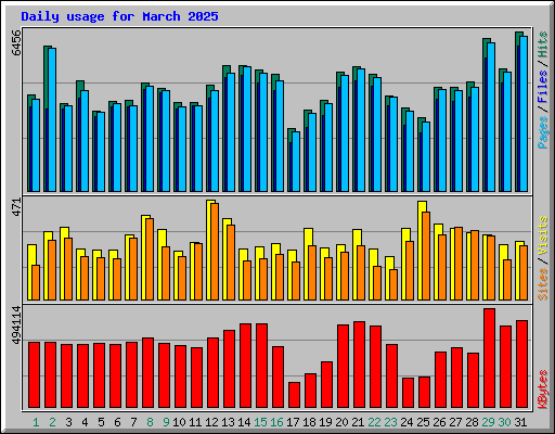 Daily usage for March 2025