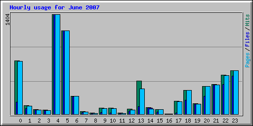 Hourly usage for June 2007