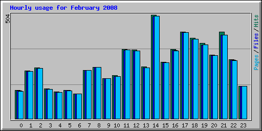 Hourly usage for February 2008