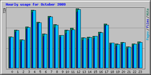 Hourly usage for October 2009