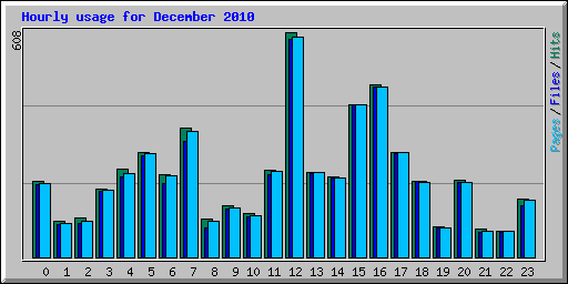 Hourly usage for December 2010